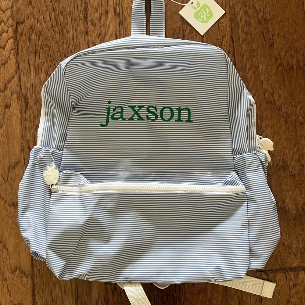 Striped Kids Backpack - Blue and White